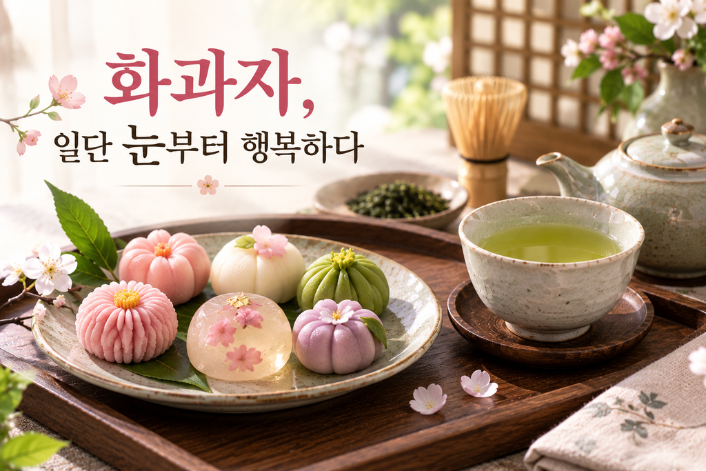 녹차와 화과자