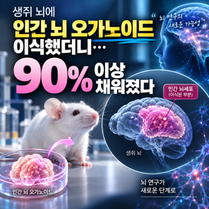 생쥐 뇌에 인간 뇌 오가노이드 이식했더니…90% 넘게 채워졌다 썸네일