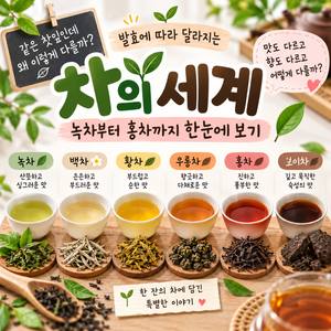 발효에 따라 달라지는 녹차 홍차 종류 한눈에 보기