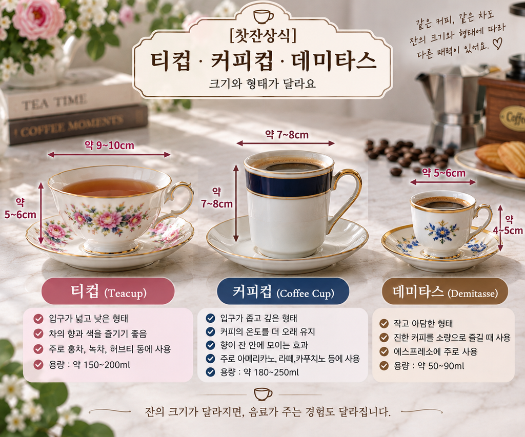 컵크기와 깊이에 대한 차이